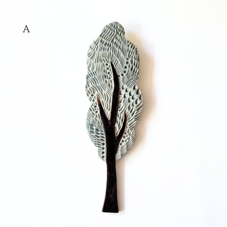 陶の壁掛け 木Ｌ  / POTTERY STUDIO K