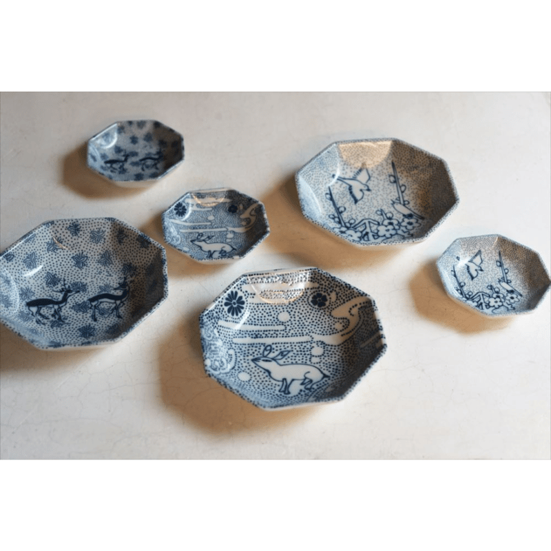 印判手 八角豆皿〔 梅に鶯〕 | HOOTON