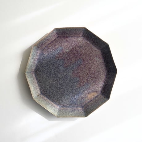 葡萄灰釉 　十角皿 L　/　日月窯