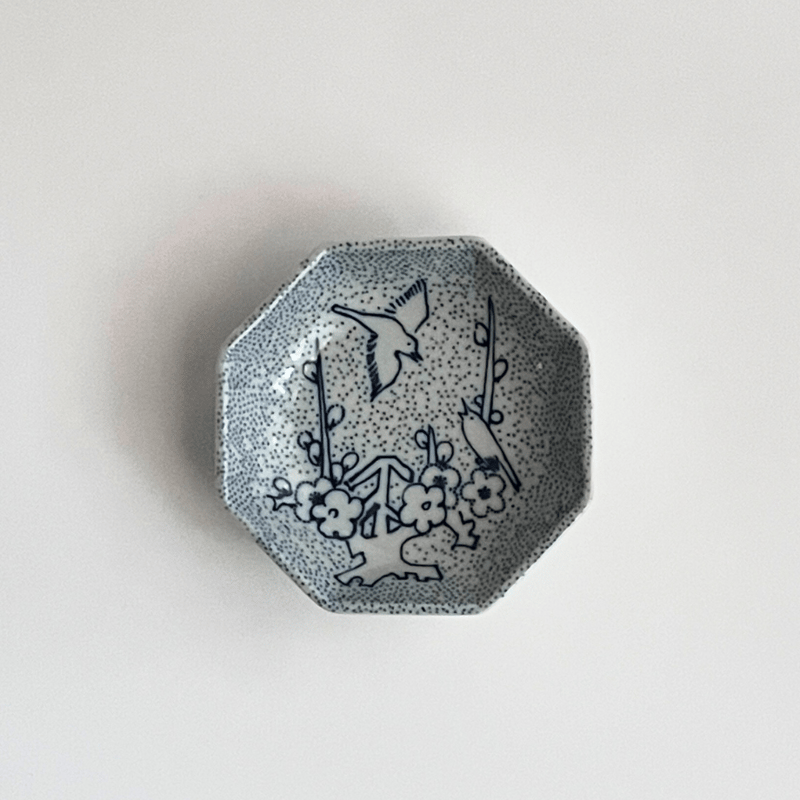 印判手 八角豆皿〔 梅に鶯〕 | HOOTON