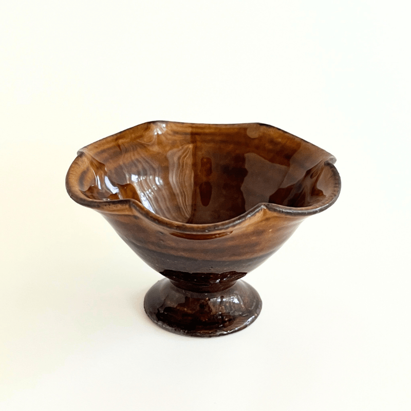 輪花高台鉢 アメ釉 / 古谷製陶所 | HOOTON