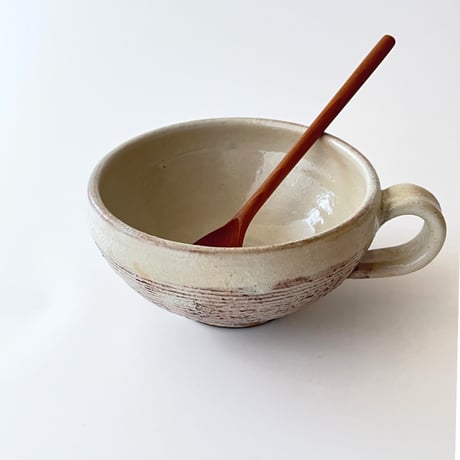 渕荒横彫　手付丸型スープカップ / 古谷浩一