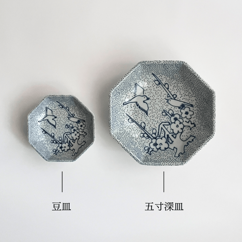印判手 八角豆皿〔 梅に鶯〕 | HOOTON