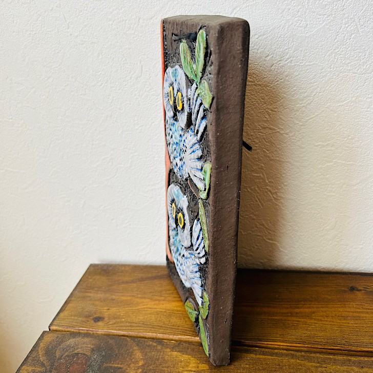 ニニー・フォースグレン 2羽の白いフクロウの陶板 23cm 1960年代 ニニー・フォースグレン 2羽の白いフクロウの陶板 23cm 1960年代