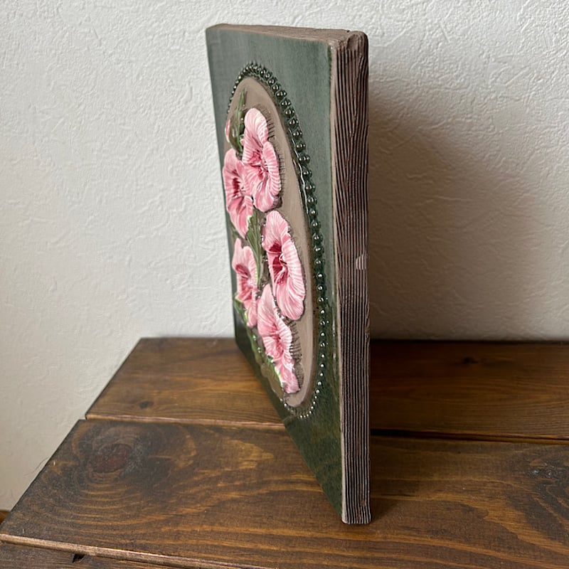 ジィー　アイモ・ニェットボリ ピンクの花の陶板 22cm 1970年代 ジィー アイモ・ニェットボリ ピンクの花の陶板 22cm 1970年代