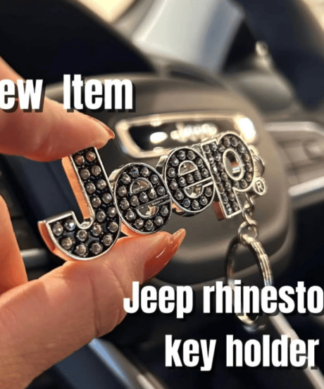 Jeepロゴ ラインストーンキーホルダー
