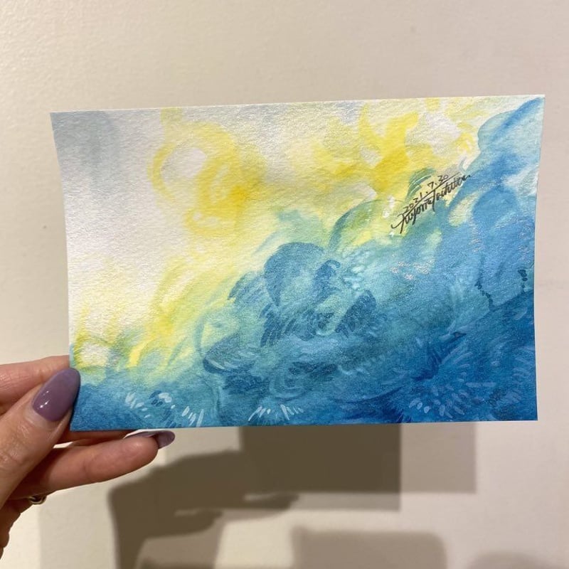 日本画水彩画⑬ 一点物》香りの共感覚水彩画 ハガキサイズ | Kiyomi Tachibana