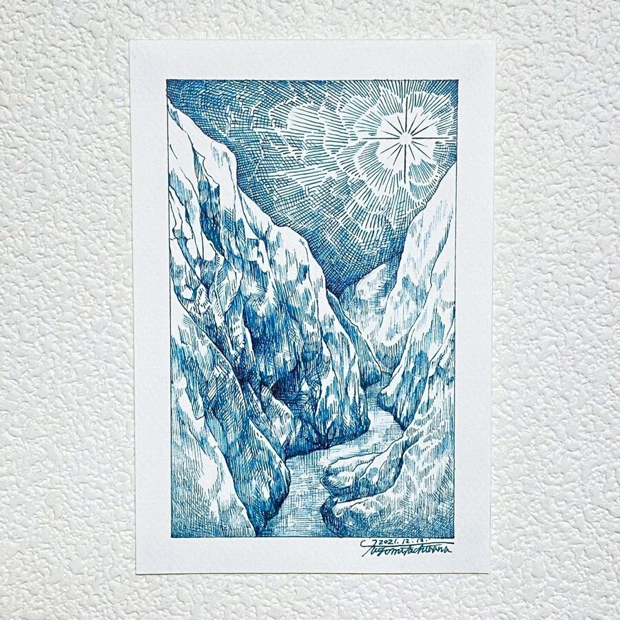 絵画　一点もの 一点物絵画》八木萌 直筆絵画 「扇山」 - 大分県別府市