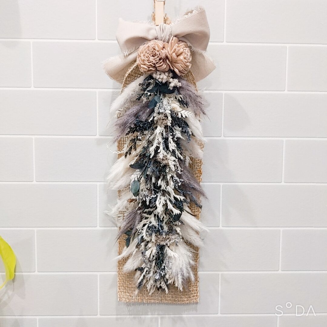 縦長ガーランド　縦長スワッグ Dried Green Garland Swag (ドライフラワーのグリーンガーランド