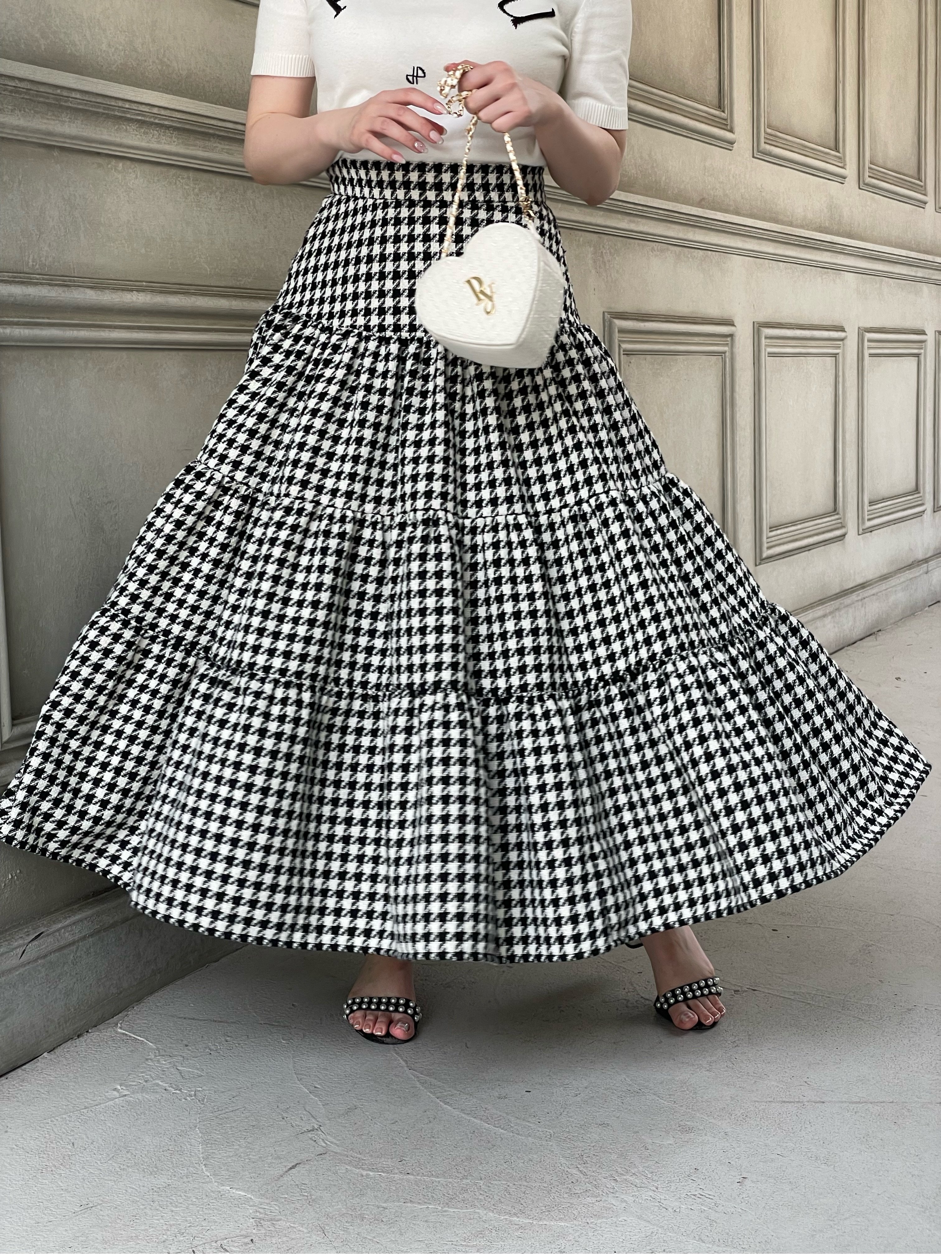 50s US vintage 最高柄　スカート　CROWN ZIP Q238 Classic Tweed Tiered Skirt | LADYM