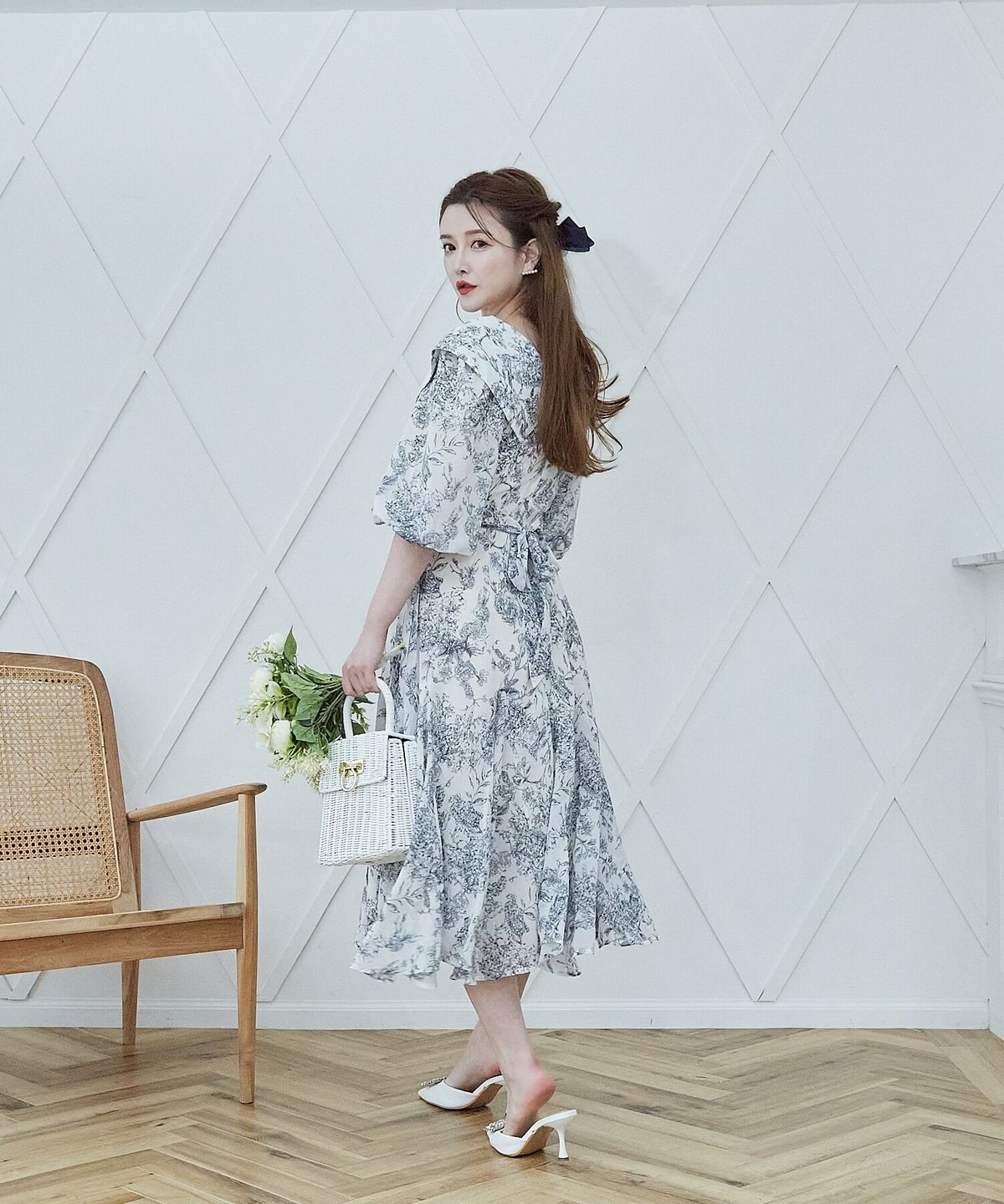 Toile De Jouy Chiffon Onepiece | LADYM Toile De Jouy Chiffon Onepiece | LADYM
