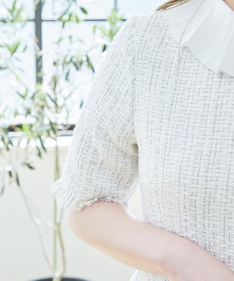 Chiffon Collar Tweed Dress