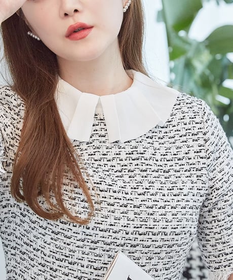 Chiffon Collar Tweed Dress