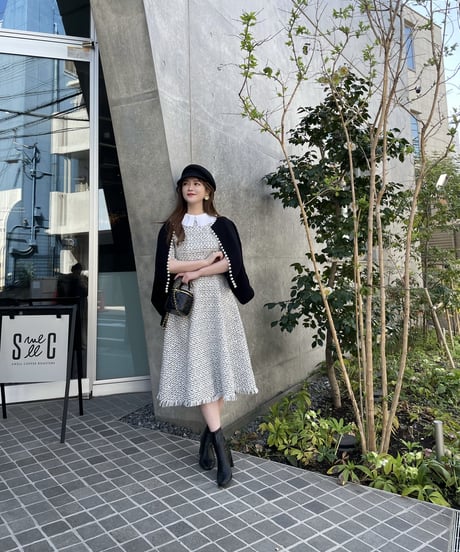 Chiffon Collar Tweed Dress