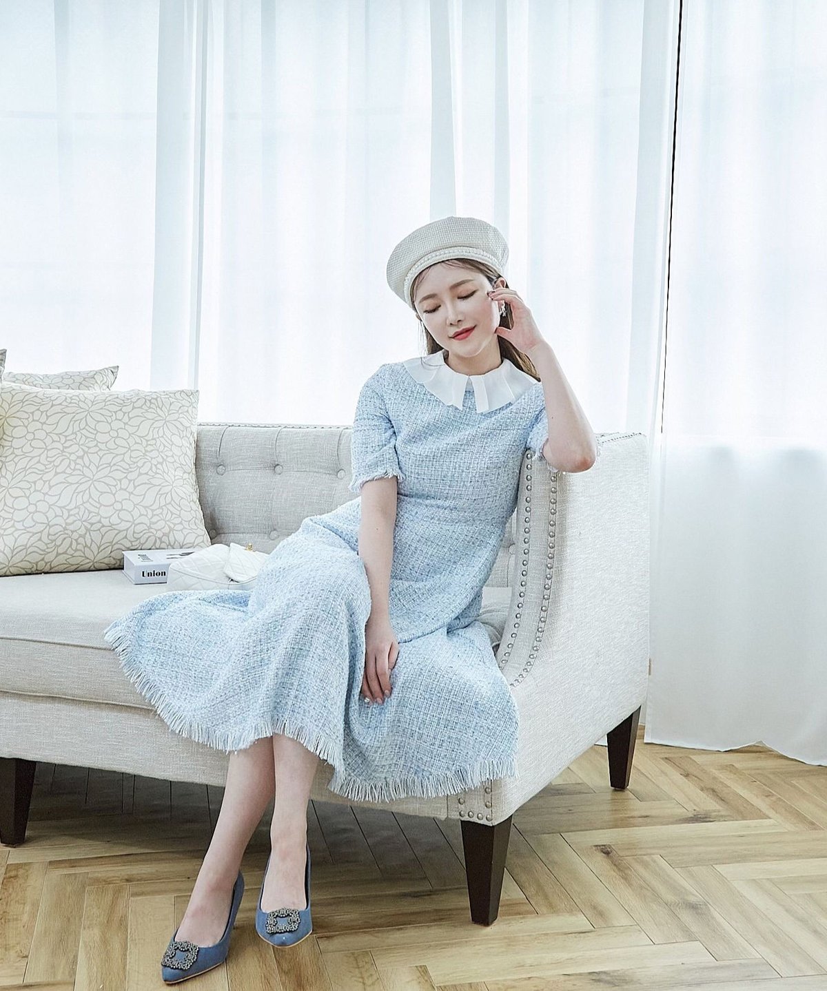 Chiffon Collar Tweed Dress | LADYM Chiffon Collar Tweed Dress | LADYM