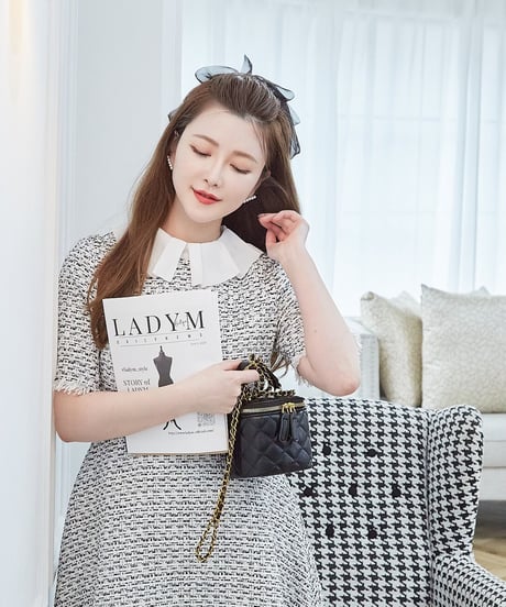 Chiffon Collar Tweed Dress