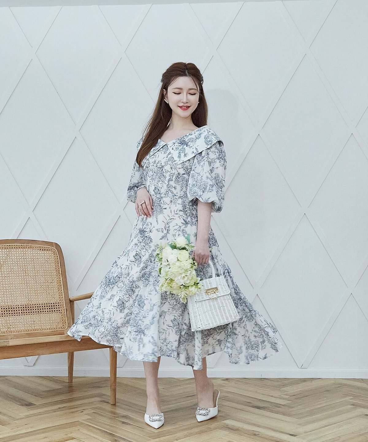 Toile De Jouy Chiffon Onepiece | LADYM Toile De Jouy Chiffon Onepiece | LADYM
