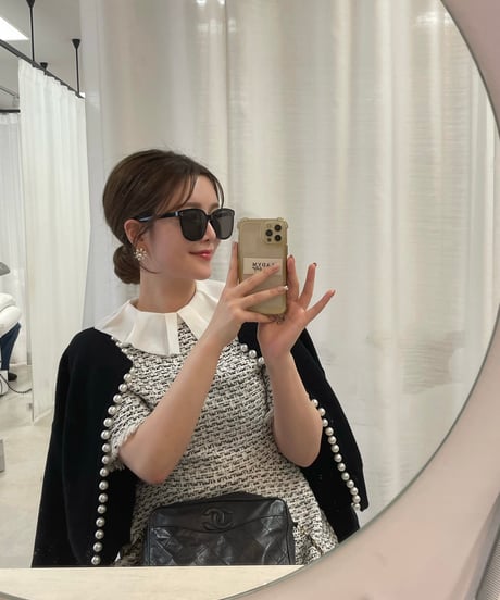 Chiffon Collar Tweed Dress