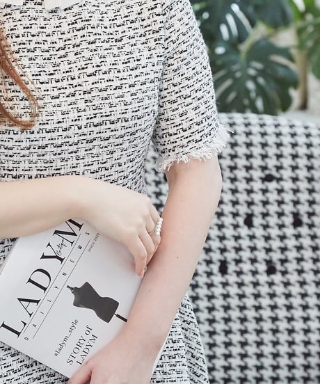 Chiffon Collar Tweed Dress