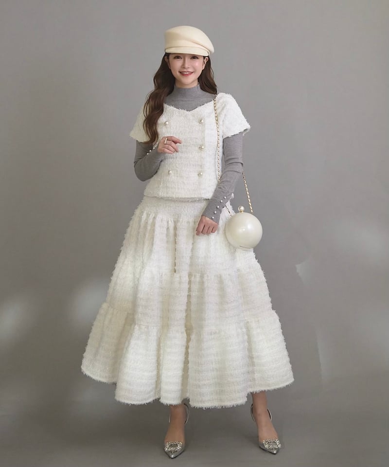 Classic Tweed Tiered Skirt | LADYM