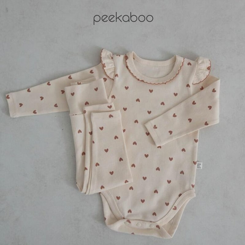 予約販売】[peekaboo] sweet heart フリルロンパース2点Set | pp...