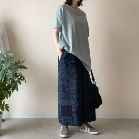 『京果：KYOKA』wide pants-Tsumugi&Silk crepe
