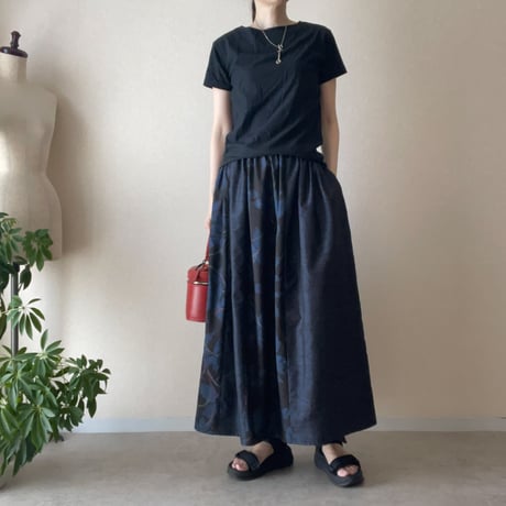 -即納-『大島紬ギャザースカート』gathered skirt　裏地付き