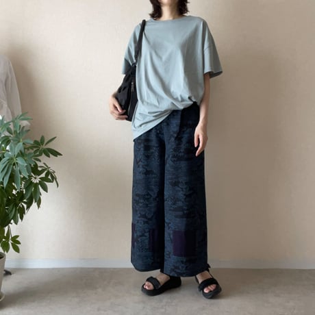 『京果：KYOKA』wide pants-Tsumugi&Silk crepe