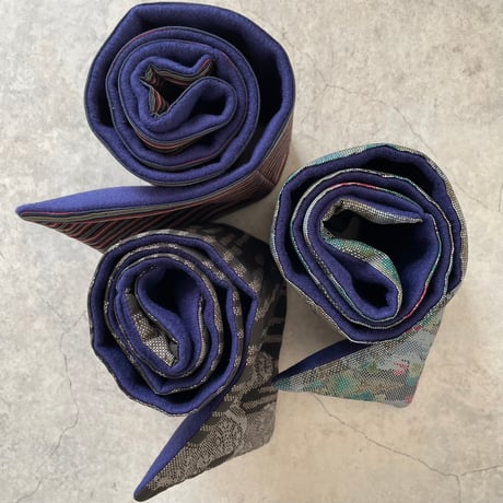 ネックウォーマー 3種 (silk x navy blue wool)