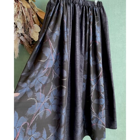 -即納-『大島紬ギャザースカート』gathered skirt　裏地付き