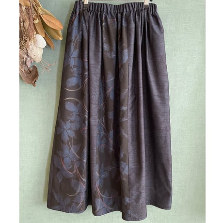 -即納-『大島紬ギャザースカート』gathered skirt　裏地付き