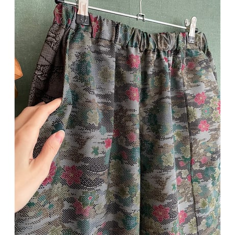 『素の妹：大島紬』wide pants-Oshima tsumugi