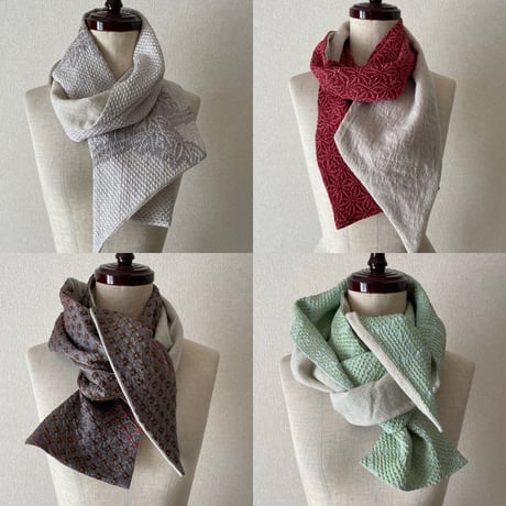 絞りxリネンウール・ショール【4種】(silk x wool-linen)