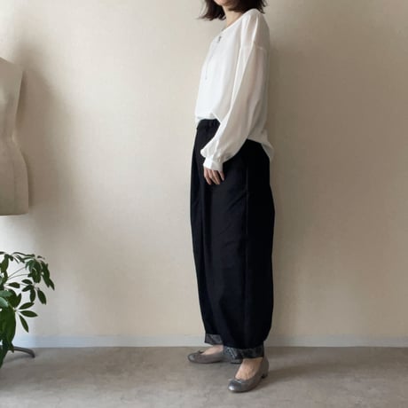 裾裏に柄・綿コクーンパンツ  Cocoon pants/Kimono-cloth hem lining