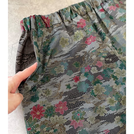 『素の妹：大島紬』wide pants-Oshima tsumugi