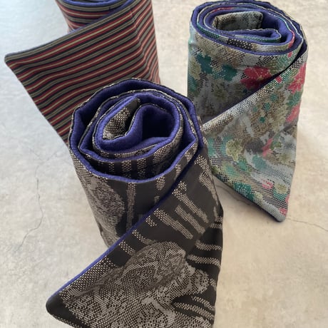 ネックウォーマー 3種 (silk x navy blue wool)