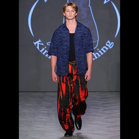 流水柄染めコクーンパンツ/ Water-flow pattern dye cocoon pants