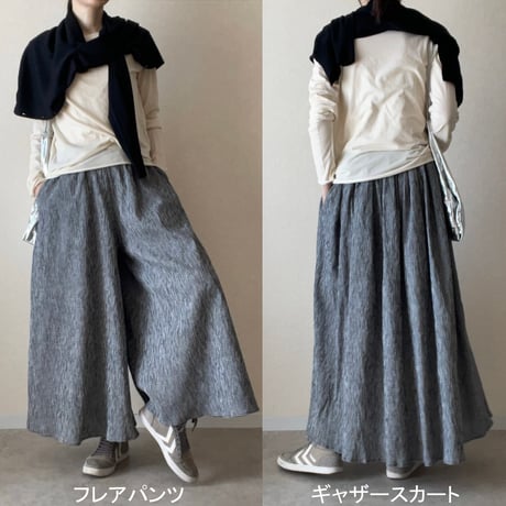 『YURAGI・ギャザースカート』高島ちぢみ-gathered skirt ［受注商品]
