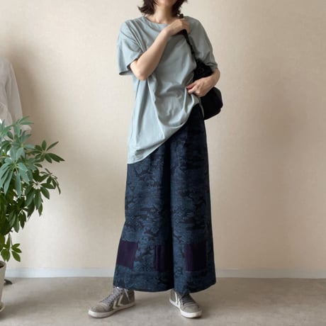 『京果：KYOKA』wide pants-Tsumugi&Silk crepe