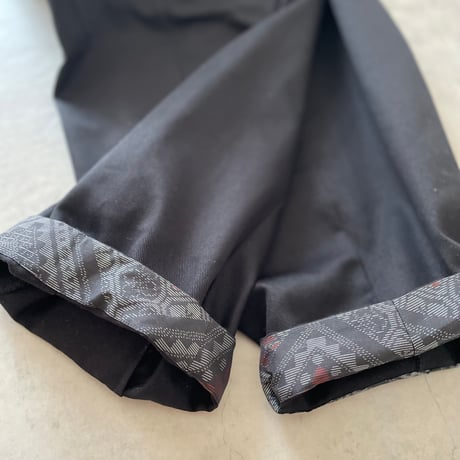 裾裏に柄・綿コクーンパンツ  Cocoon pants/Kimono-cloth hem lining