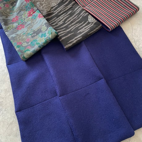 ネックウォーマー 3種 (silk x navy blue wool)