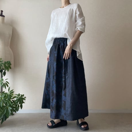 -即納-『大島紬ギャザースカート』gathered skirt　裏地付き
