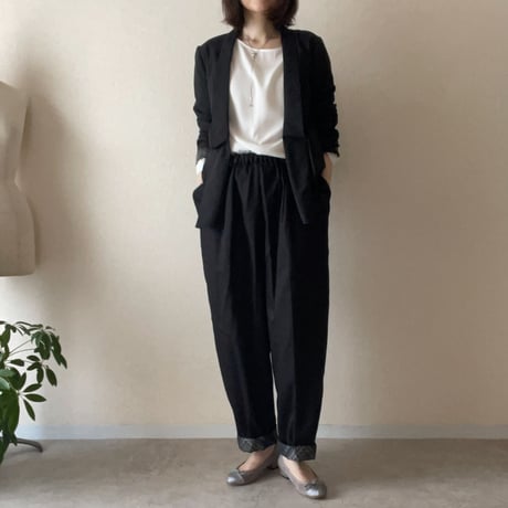 裾裏に柄・綿コクーンパンツ  Cocoon pants/Kimono-cloth hem lining