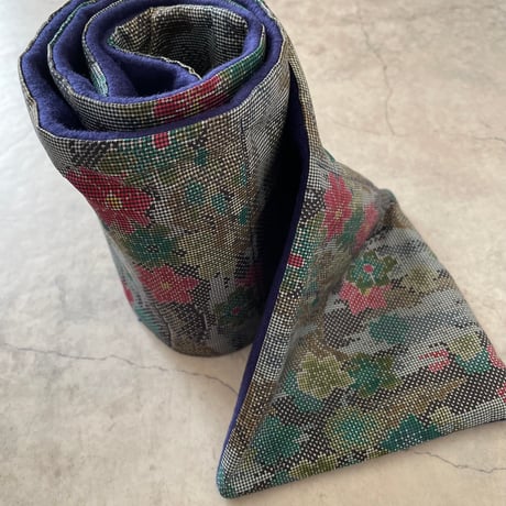 ネックウォーマー 3種 (silk x navy blue wool)