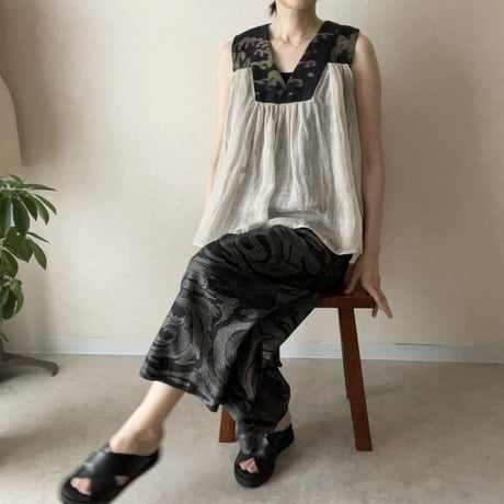 アンティーク紗絣＆リネンガーゼ Tops