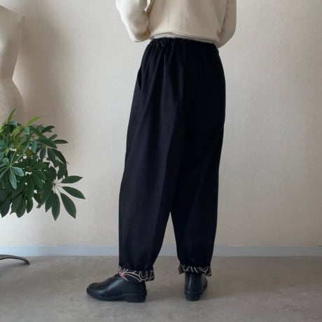 裾裏に柄・綿コクーンパンツ  Cocoon pants/Kimono-cloth hem lining