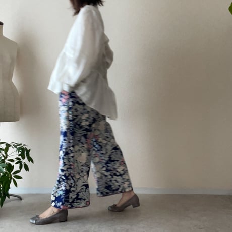 バックダイヤ・トップス【OW】Linen gathered top
