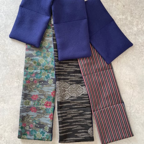 ネックウォーマー 3種 (silk x navy blue wool)