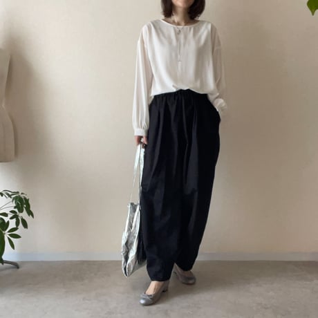 裾裏に柄・綿コクーンパンツ  Cocoon pants/Kimono-cloth hem lining
