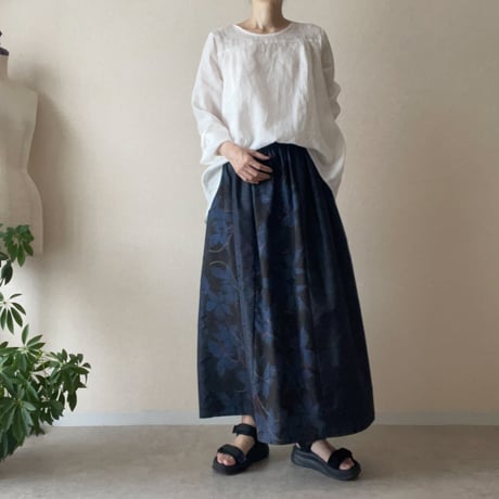 -即納-『大島紬ギャザースカート』gathered skirt　裏地付き